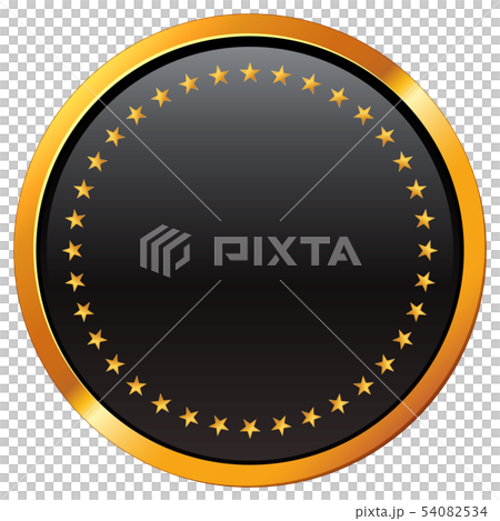 Black medal with gold rim and star pattern Black medal with gold rim and star pattern 54082534