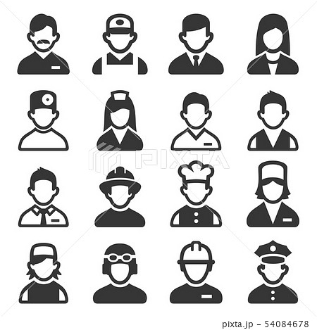 Professions Avatars Set on White Background. Vector 54084678