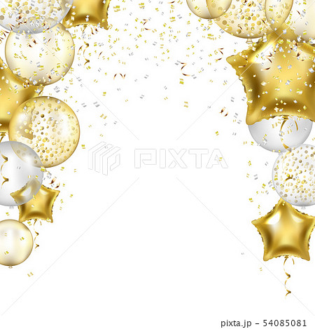 Birthday Border With Golden Star Balloons 54085081