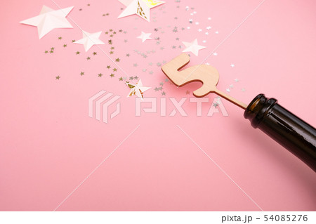 salute from sequins in the form of stars flies out 54085276