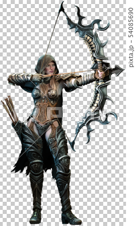 Fantasy archer aiming bow 3D illustration Fantasy archer aiming bow 3D illustration 54085690