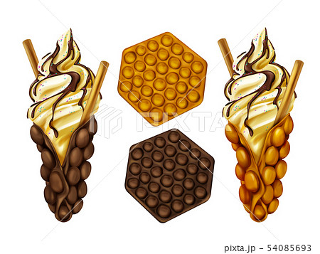 Hong Kong egg bubble waffles set 54085693