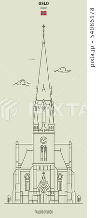 Paulus church in Oslo, Norway. Landmark icon 54086178