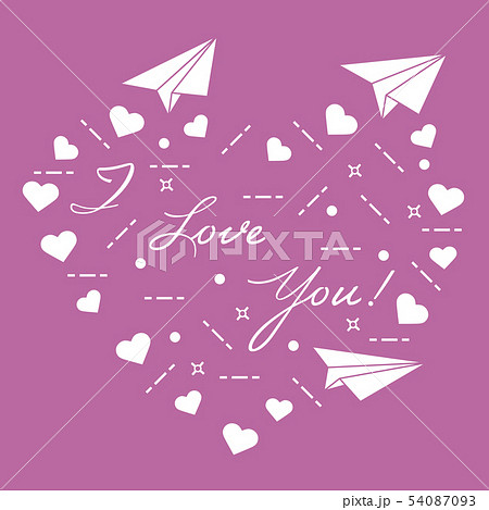 Paper airplane, hearts Valentine's Day. 54087093