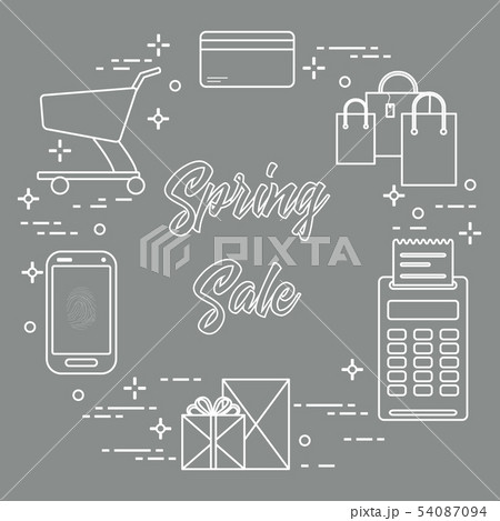 Spring sale Shopping icons. 54087094