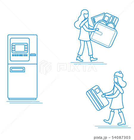 Girls use ATM services Personal finance management 54087303
