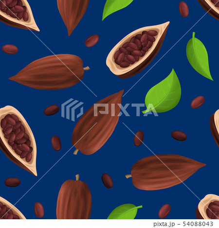 Realistic Detailed 3d Dry Cocoa Pods Seamless Pattern Background. Vector 54088043