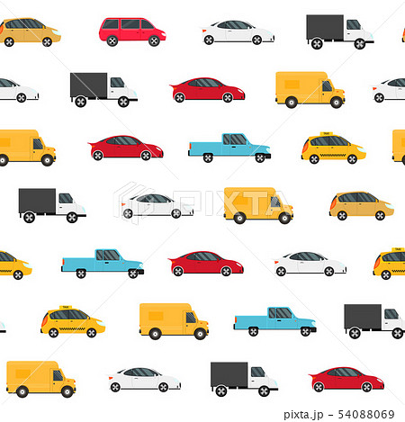 Cartoon Color Modern Car Seamless Pattern Background. Vector 54088069