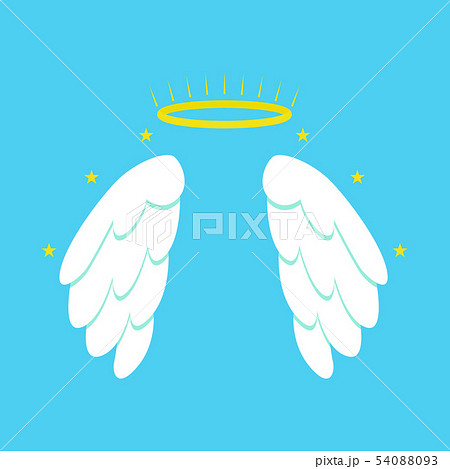 Cartoon Angel Wings on a Blue Background. Vector Cartoon Angel Wings on a Blue Background. Vector 54088093
