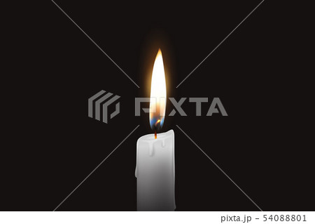 Vector 3d Realistic One Single Rendwer White Paraffin or Wax Burning Candle Closeup Isolated on Dark 54088801