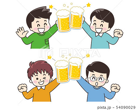 ビールで乾杯する若い男性 ビールで乾杯する若い男性 54090029