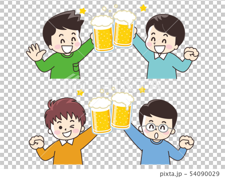 ビールで乾杯する若い男性 ビールで乾杯する若い男性 54090029