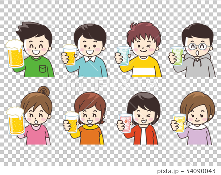 Young men and women having a drink 54090043