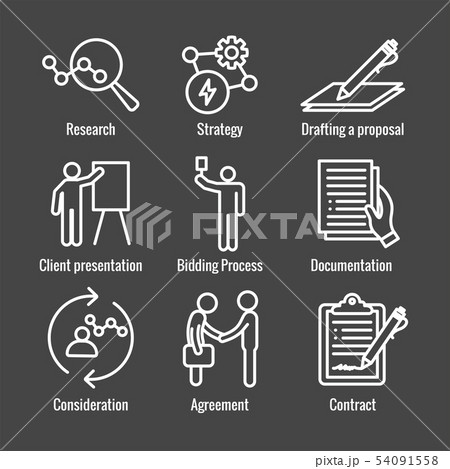 New Business Process Icon Set with Bidding 54091558