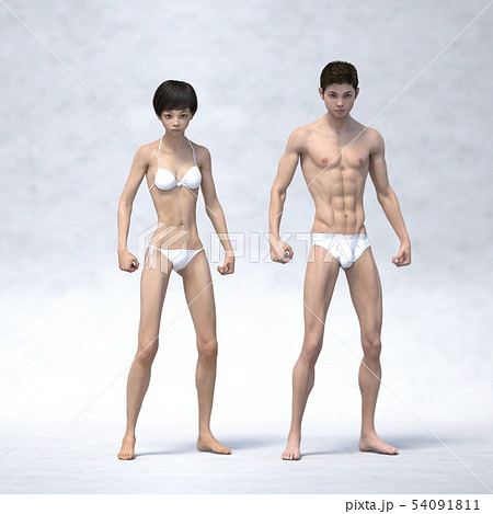 男女の体型 比較 ヌード perming3DCG イラスト素材のイラスト素材 