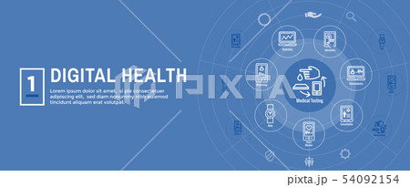Digital Health Icon Set with Wearable Technology 54092154