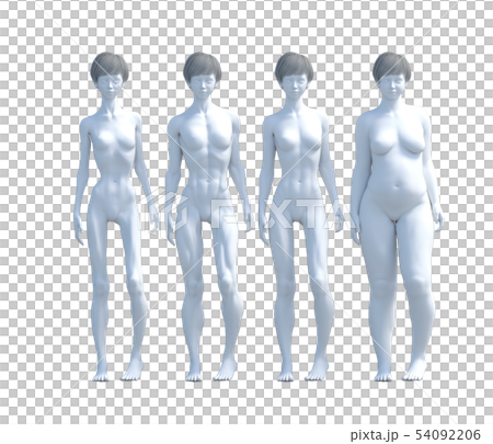 Diet image Before after After perming3dCG illustration material Diet image Before after After perming3dCG illustration material 54092206