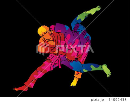 Judo sport action cartoon graphic vector Judo sport action cartoon graphic vector 54092453