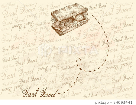 Hand Drawn Background of Homemade Vegetarian Hand Drawn Background of Homemade Vegetarian 54093441