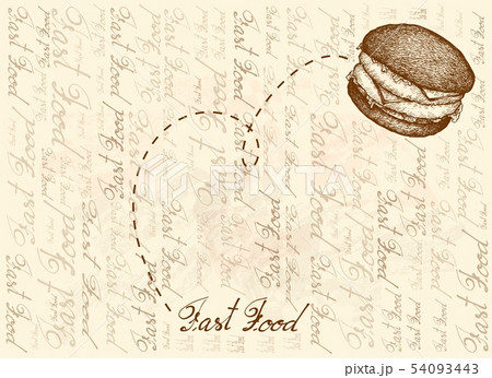 Hand Drawn Background of Delicious Charcoal Burger 54093443