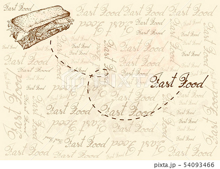 Hand Drawn Background of Crab Stick Salad Sandwich 54093466