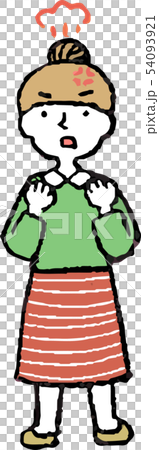 Female Bun Hair Housewife Pose Reaction Illustration 54093921