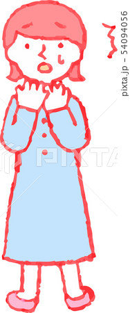 女性 ワンピース おしゃれ 主婦 ポーズ リアクション イラストのイラスト素材
