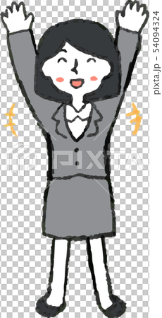 Woman suit Business woman OL Bob cut pose reaction illustration 54094324