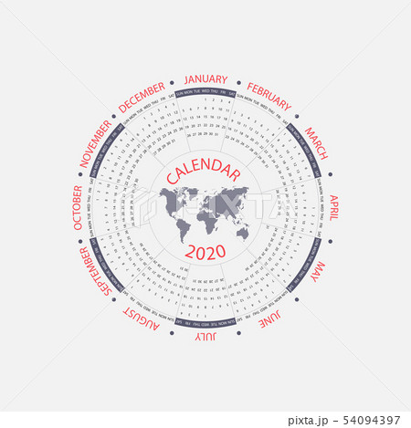 2020 Calendar Template.Circle calendar 54094397