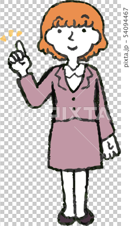 Woman suit business woman OL loose fluffy pose reaction illustration 54094467