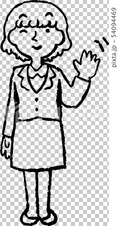 Woman suit business woman OL loose fluffy pose reaction illustration 54094469