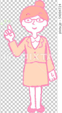 Woman suit Career woman OL Dumplings Hair glasses pose reaction illustrations 54094724