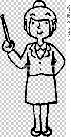 Female suit New employee New graduate OL Ponytail Pose Reaction Reaction illustration 54095100