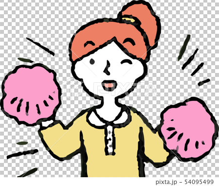 Female Ponytail Housewife Pose Reaction Upper Body Illustration 54095499