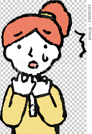 Female Ponytail Housewife Pose Reaction Upper Body Illustration Female Ponytail Housewife Pose Reaction Upper Body Illustration 54095503