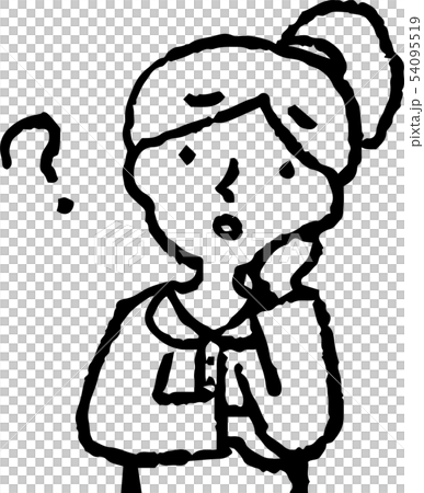 女性 ポニーテール 主婦 ポーズ リアクション 上半身 イラストのイラスト素材