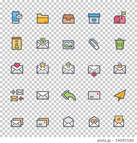 Icon set - email and letter full color outline   54095580