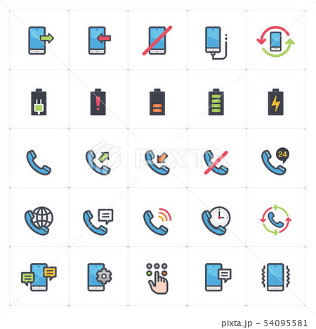 Icon set - phone and calling full color outline 54095581