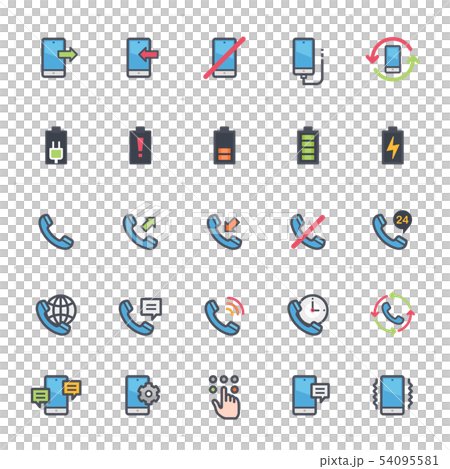 Icon set - phone and calling full color outline 54095581