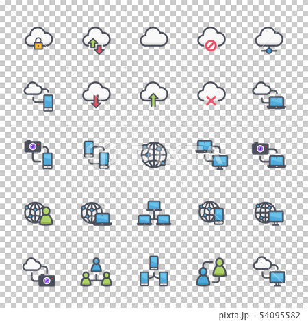 Icon set - network and connectivity outline stroke Icon set - network and connectivity outline stroke 54095582