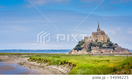 Panoramic view of Le Mont Saint Michel castle Panoramic view of Le Mont Saint Michel castle 54096225