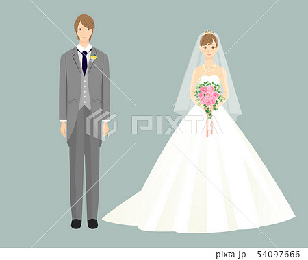 並んでいる新郎新婦のイラスト素材