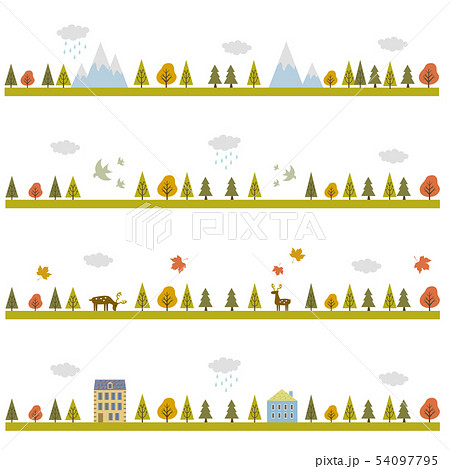가을 숲 장식 괘 - 스톡일러스트 [54097795] - Pixta