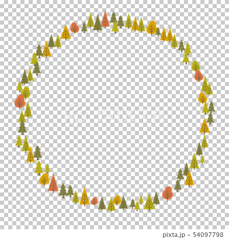 Autumn forest frame round shape 54097798