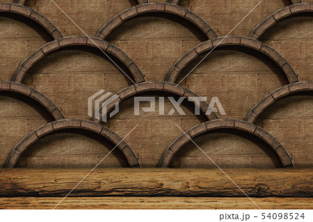 Wooden barrel background and worn old table of Wooden barrel background and worn old table of 54098524