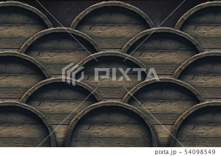 Beautiful old wooden  barrels on a creative 54098549