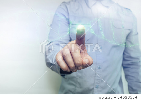 Close up of human Touching DNA molecule on a white 54098554