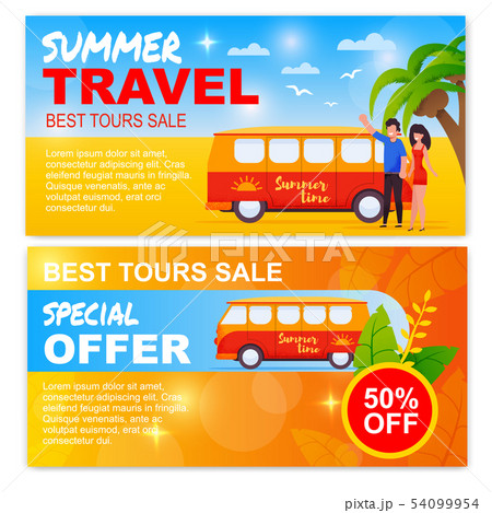 Best Tours Sale for Summer Travel Promo Banner Set 54099954