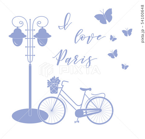 Bicycle, lantern, butterflies I love Paris. 54100648
