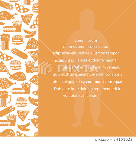 Fat man with unhealthy lifestyle symbols 54101022